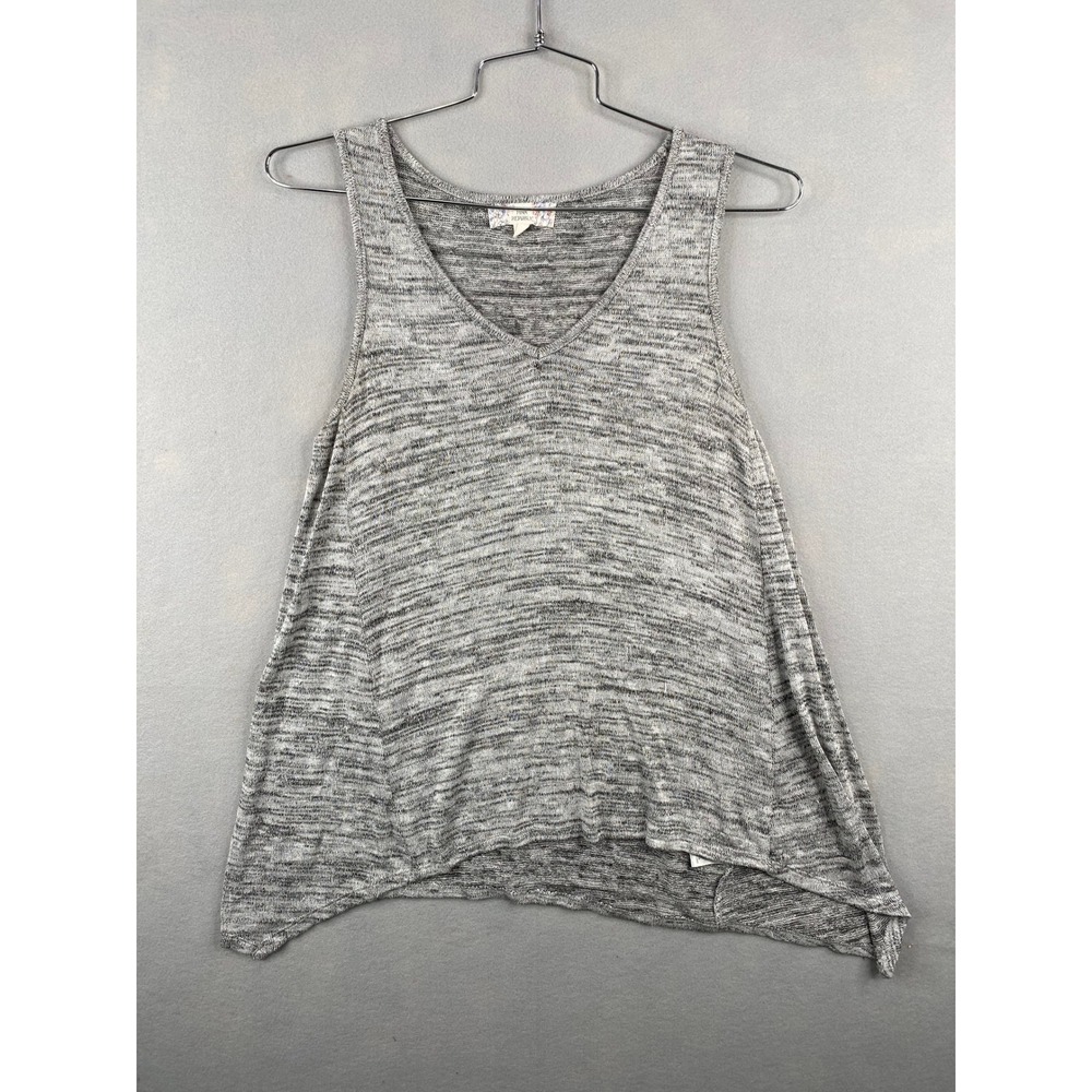 Pink Republic Grey Space Dye V-Neck Sharkbite Hem Tank Top Large